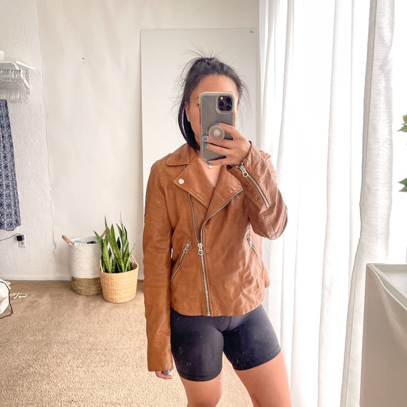 Madewell Jackets & Blazers - Madewell Lamb Leather Moto Jacket Brown Size M